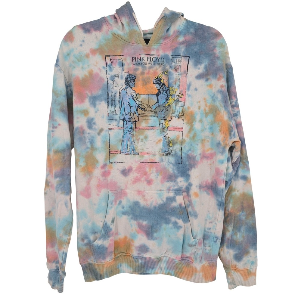 Pink Floyd Hoodie Mens M Pastel Tie Dye Wish You Were Here Graphic Streetwear